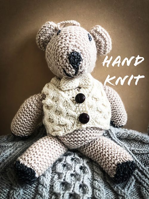 Hand Knitted Teddy Bear with waistcoat - Aran Islands Sweaters