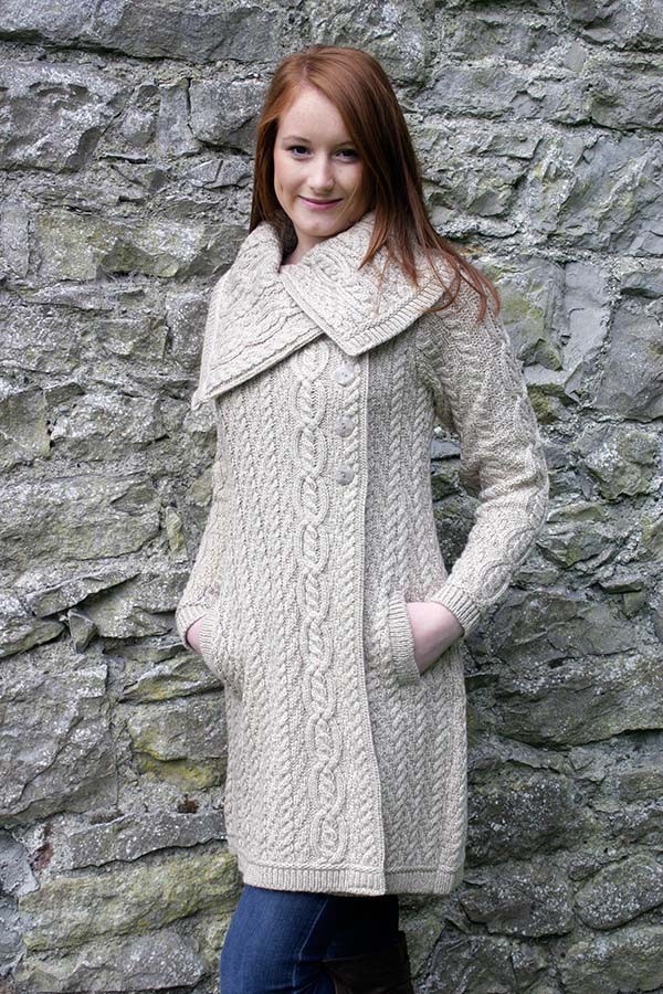 Parsnip Chunky Collar Coat With Buttons X4416 Aran Islands Sweaters 